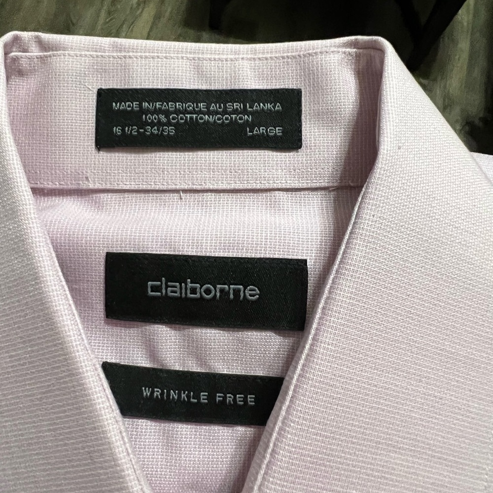 Set of 2 Claiborne Mens button down L/S shirt‎ sz: 16.5; 32/33; Large - Picture 10 of 11